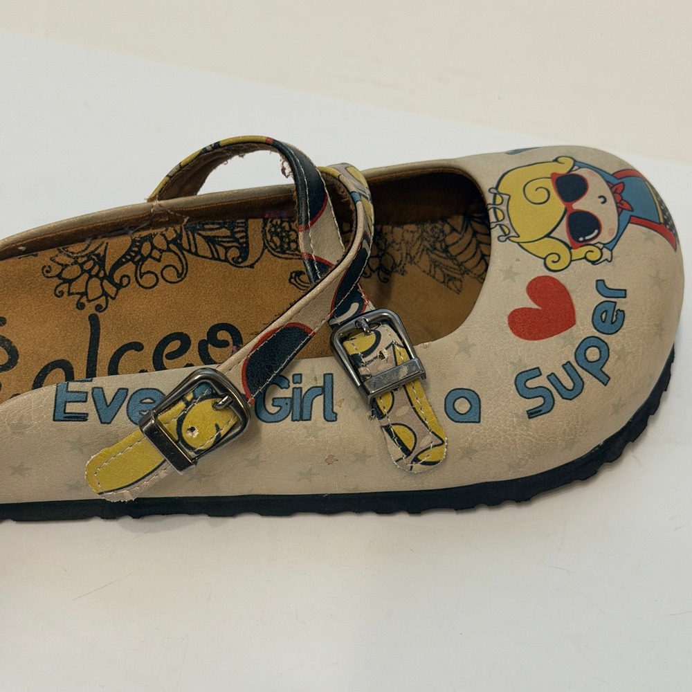 Calceo Goby 'Every Girl Is A Super Hero' Clogs/Mules Shoes Size 38 US 7.5 - Picture 4 of 16